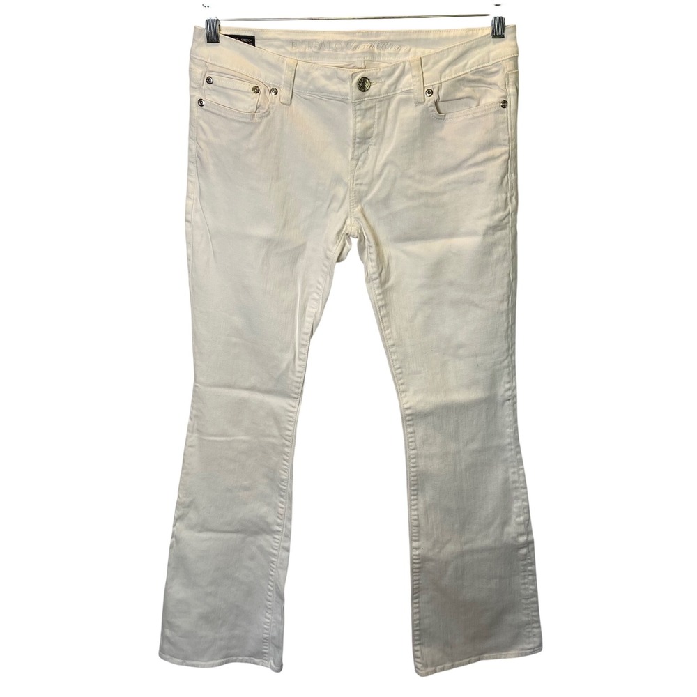 Buffalo David Bitton Felow Flare Jeans Womens 31 White Mid Rise Stretch Denim